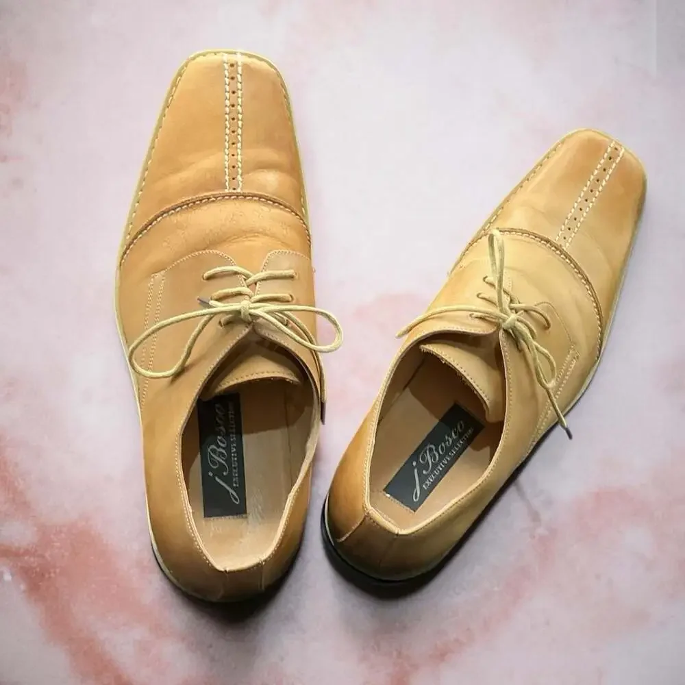 J. Bosco Tan Leather Dress Shoes Oxford Size 8.5E